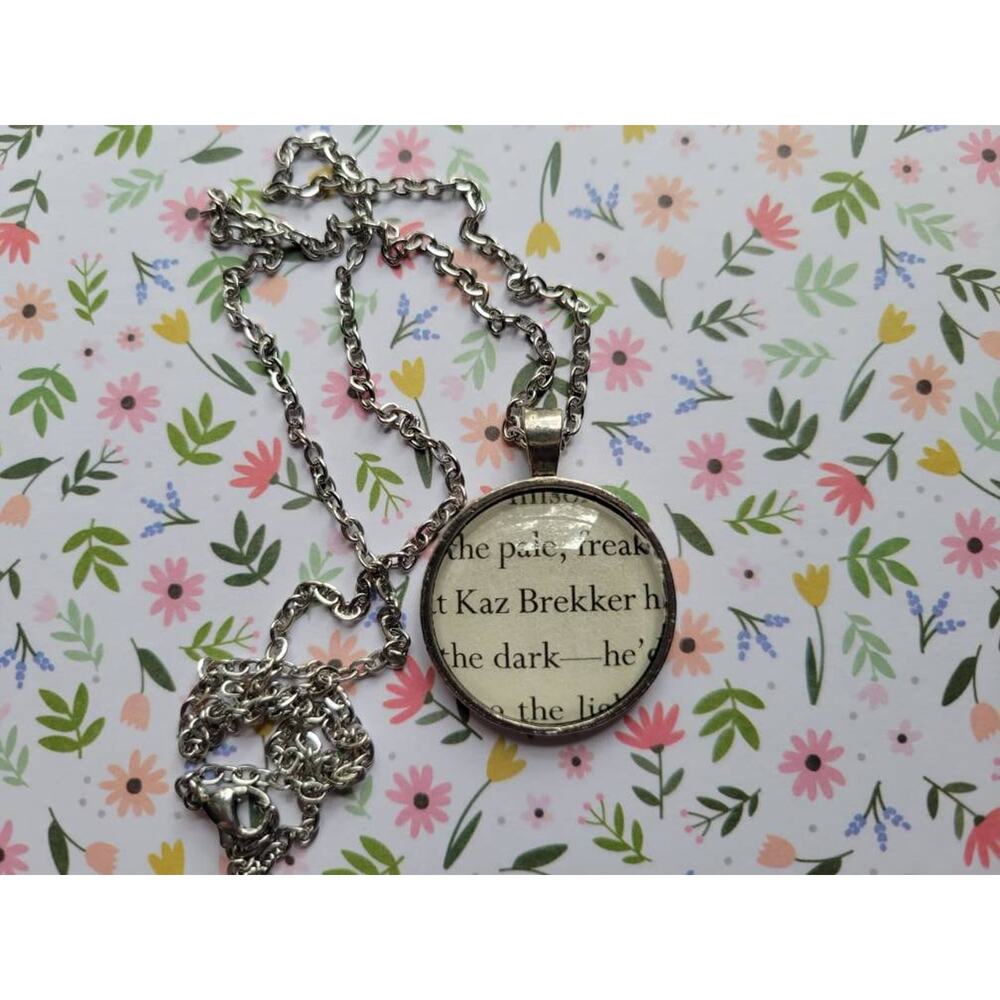 Kaz Brekker pendant necklace made with Six of Crows book pages